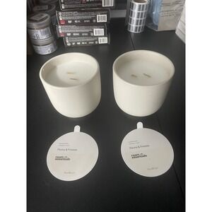 Room Essentials 2pc. White Ceramic Two Wick Candles